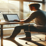 A person working at a clean desk with a laptop, a cup of coffee, and a notebook, symbolizing effective time management and productivity.