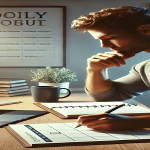 A focused individual writing in a journal at a clean desk, with a calendar and checklist in the background, representing daily progress and the power of consistent habits.